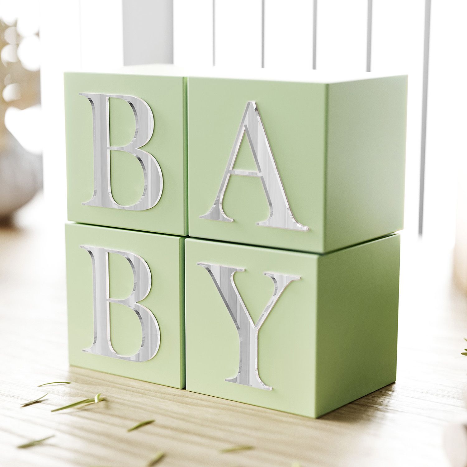 Cubo Decorativo Personalizado Letra Espelhada A MDF Verde 