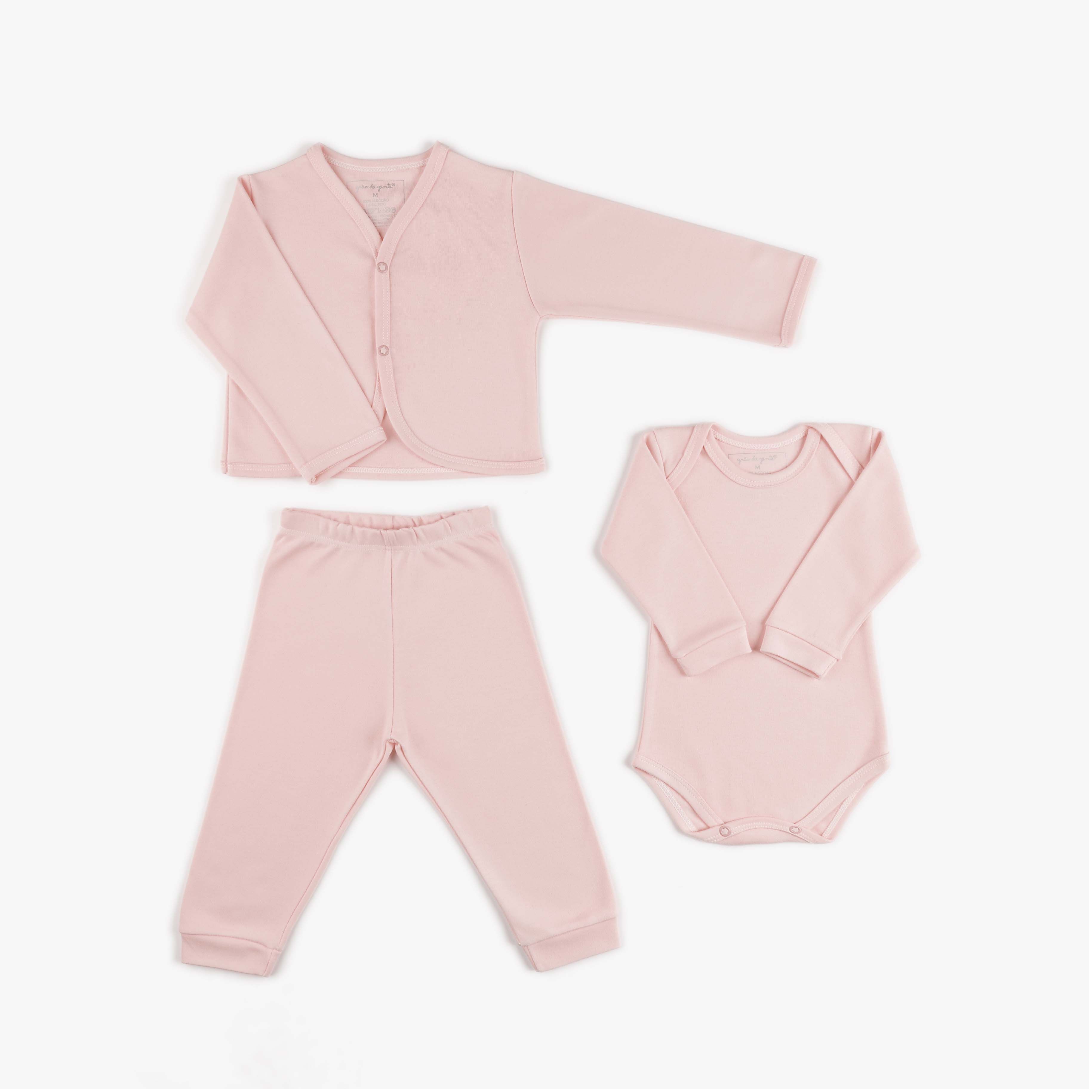 Kit Body, Calça e Casaquinho Comfort em Algodão Egípcio Rosa