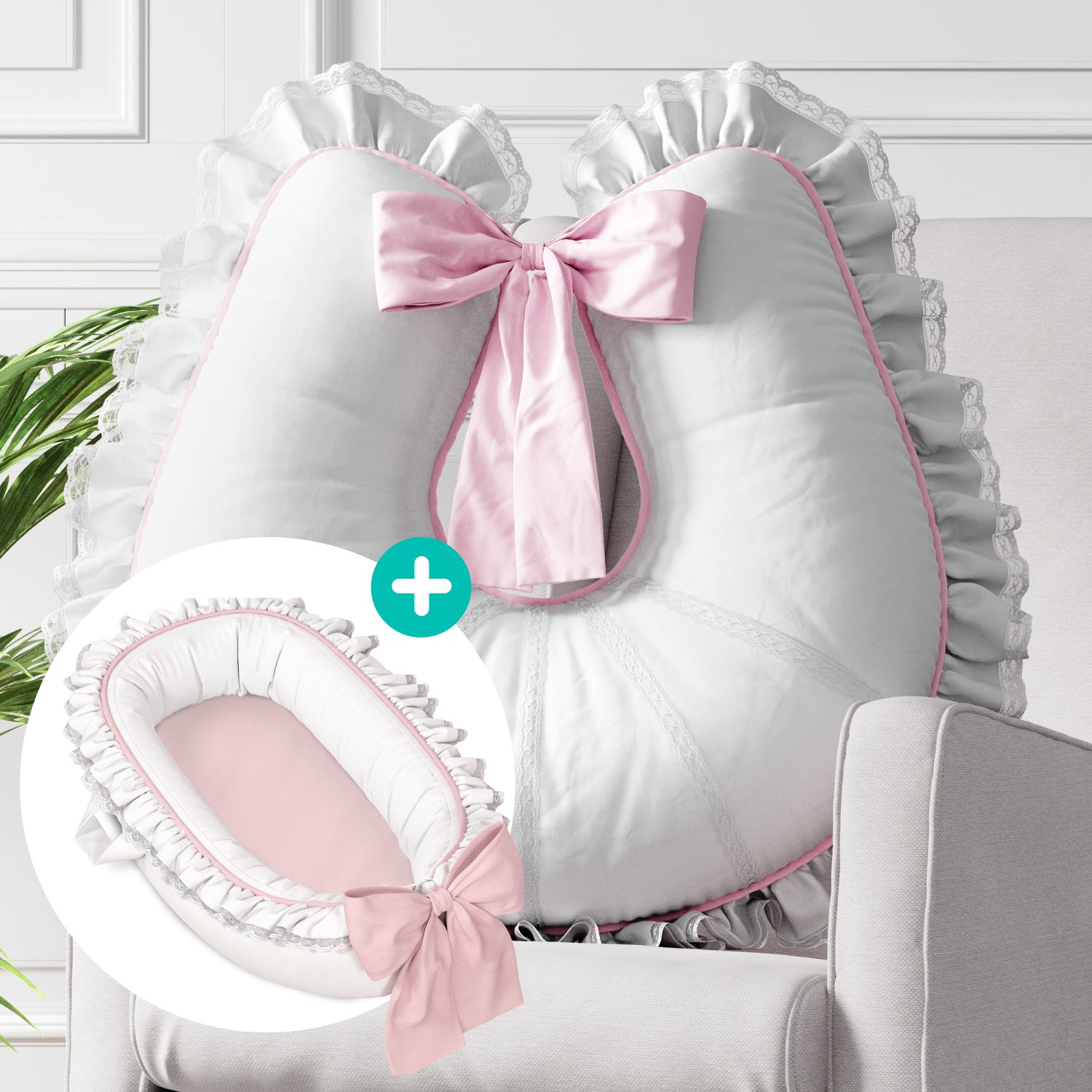 Kit Almofada Amamentação + Ninho para Bebê Redutor de Berço Princesa Clássica